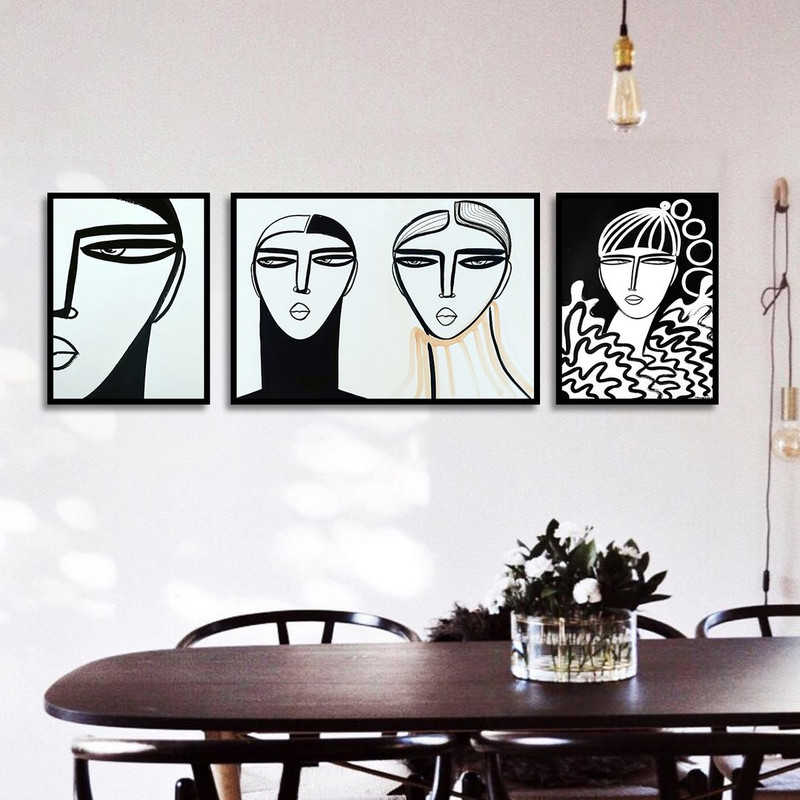 تابلو بکلیت طرح نقاشی دکوراتیو مدرن سبک کوبیسم مدل B-1428 مجموعه 3 عددی