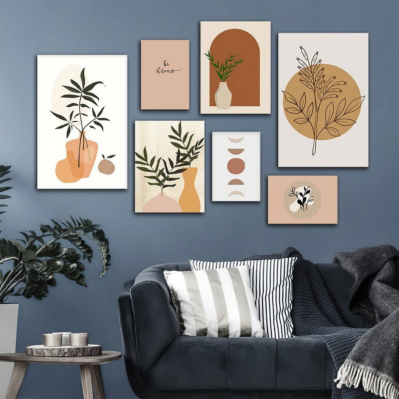 تابلو شاسی بکلیت طرح مینیمال گل و گلدان مدل SH-713 مجموعه 7 عددی