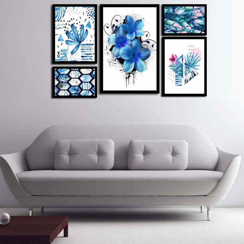 تابلو بکلیت طرح نقاشی گل مدل دکوراتیو کد B-195 مجموعه 5 عددی