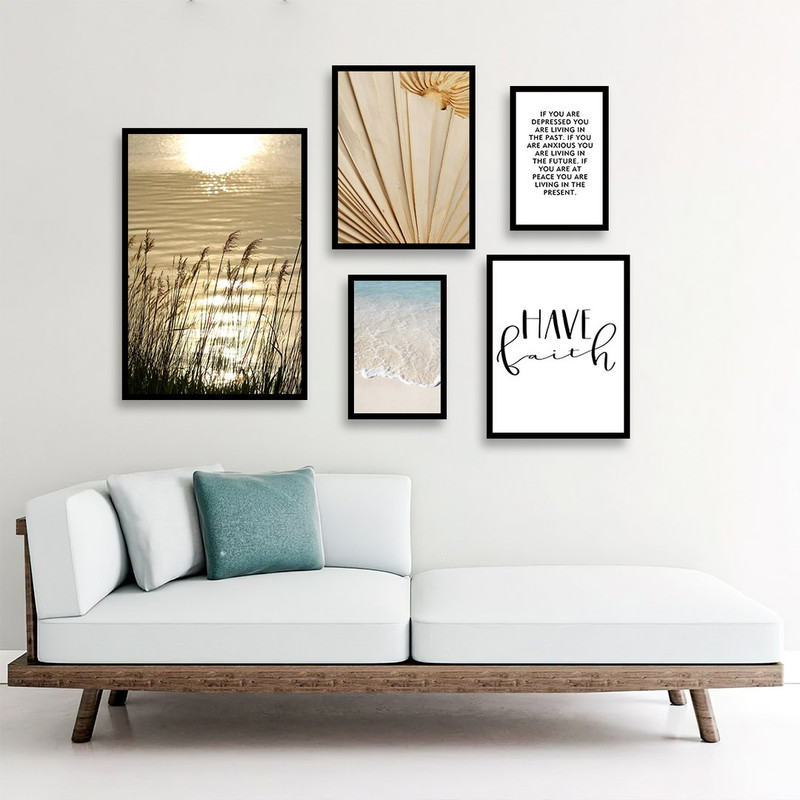 تابلو بکلیت مدل طرح دکوراتیو نیزار B-1025  مجموعه 5 عددی