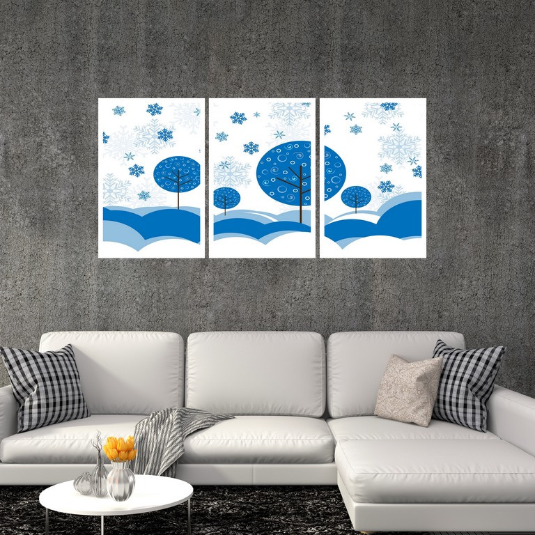 تابلو بکلیت طرح نقاشی فانتزی زمستانی مدل W-S4834 مجموعه 3 عددی