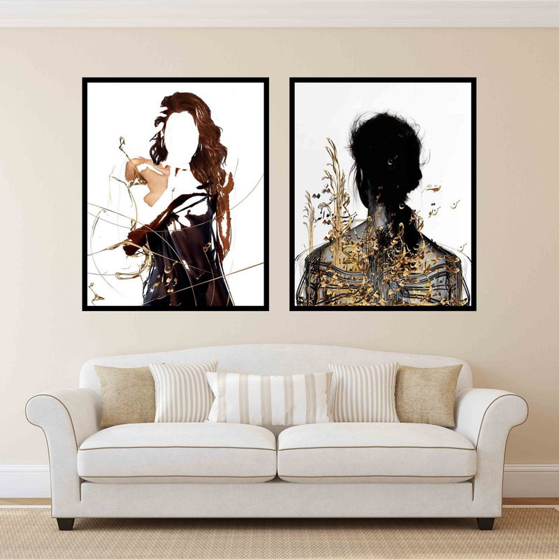 تابلو بکلیت طرح فانتزی و مدرن دخترانه مدل B-471 مجموعه 2 عددی