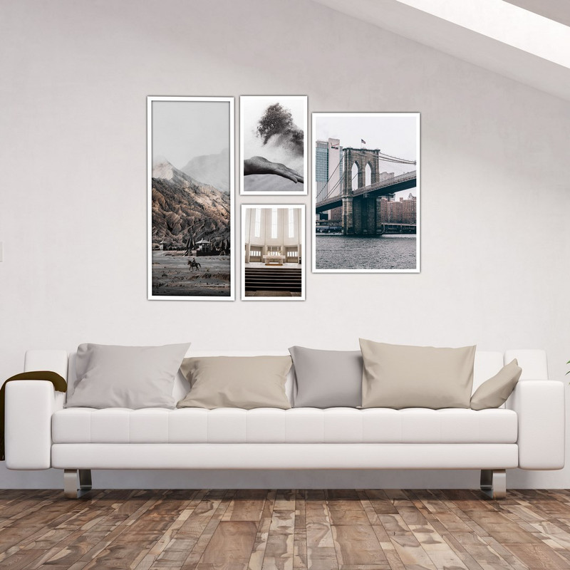 تابلو بکلیت طرح منظره شهری مدرن مدل W-447 مجموعه 4 عددی