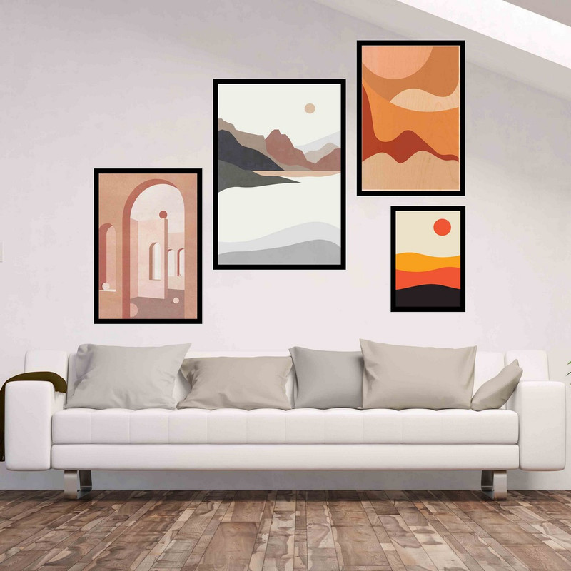 تابلو بکلیت طرح نقاشی مدرن مدل B-438 مجموعه 4 عددی