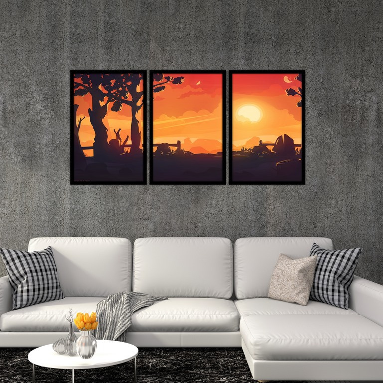تابلو بکلیت طرح منظره غروب آفتاب مدل B-S4749 مجموعه 3 عددی 