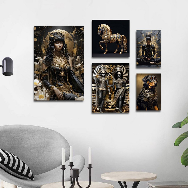 تابلو شاسی بکلیت طرح مجسمه و چهره مصر باستان مدل SH-1388 مجموعه 5 عددی