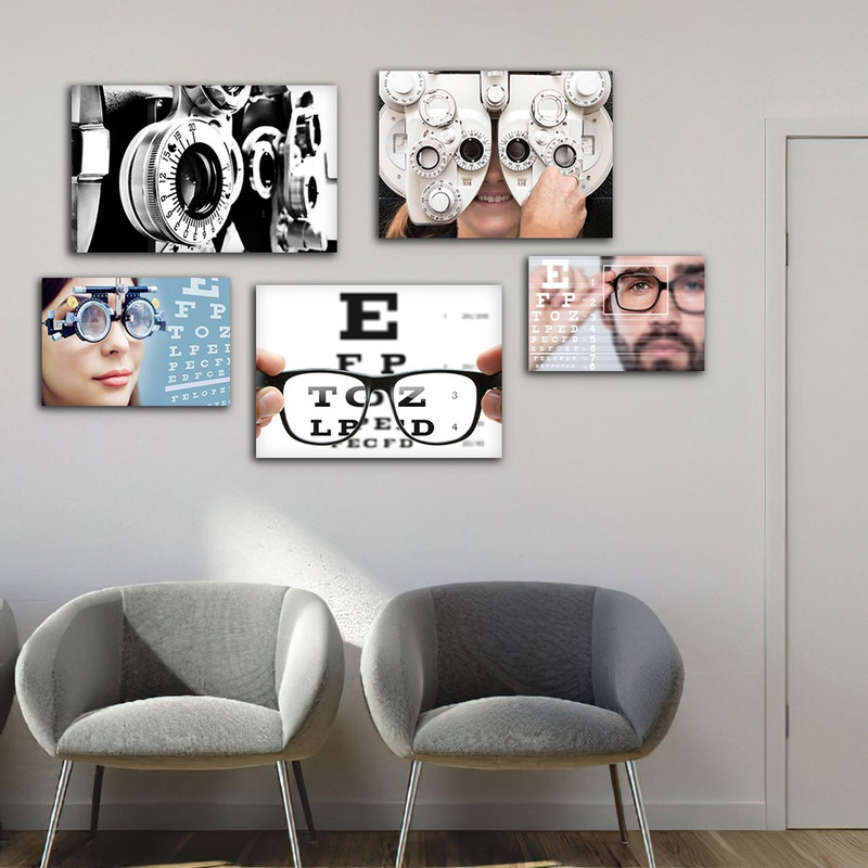 تابلو شاسی بکلیت طرح چشم پزشکی و بینایی سنجی مدل SH-918 مجموعه 5 عددی