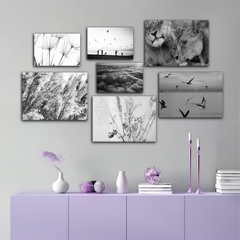 تابلو شاسی بکلیت طرح منظره دریا و مرغان دریایی مدل SH-880 مجموعه 7 عددی