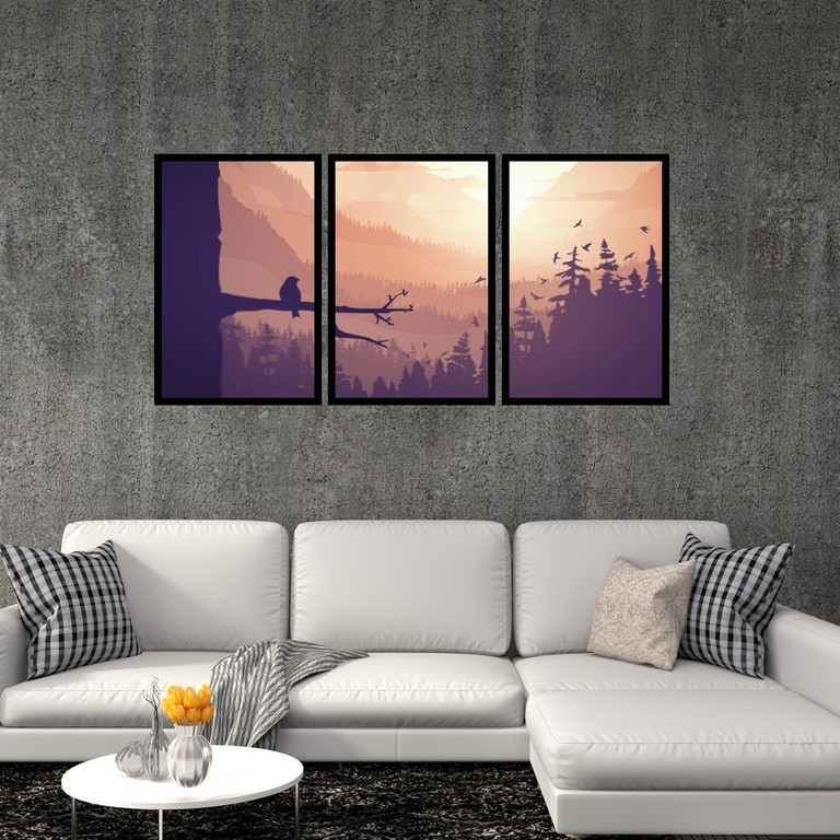 تابلو بکلیت طرح رقص پرندگان مدل B-S4883 مجموعه 3 عددی