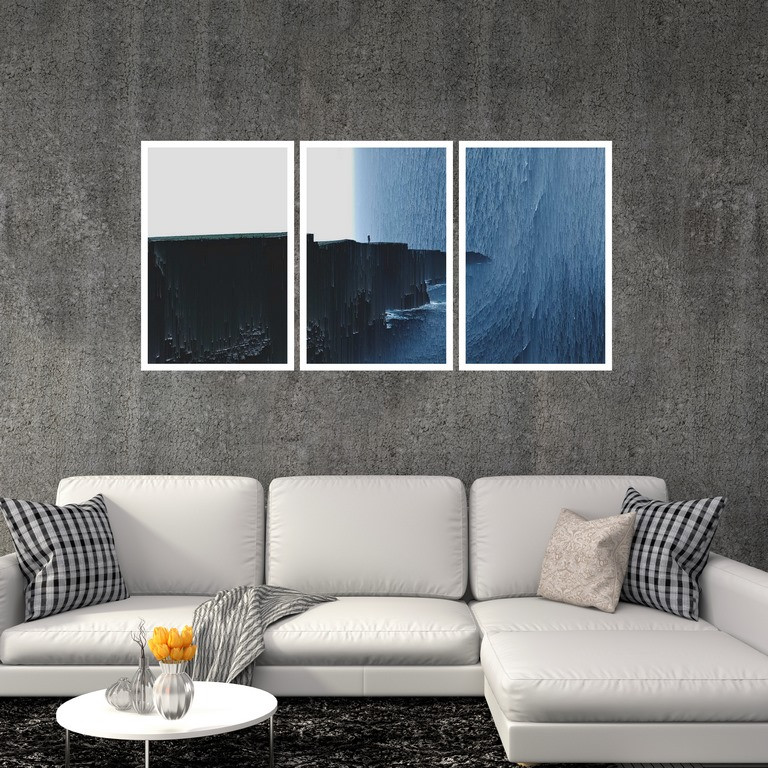 تابلو بکلیت طرح منظره اقیانوس سه بعدی مدل W-S4868 مجموعه 3 عددی