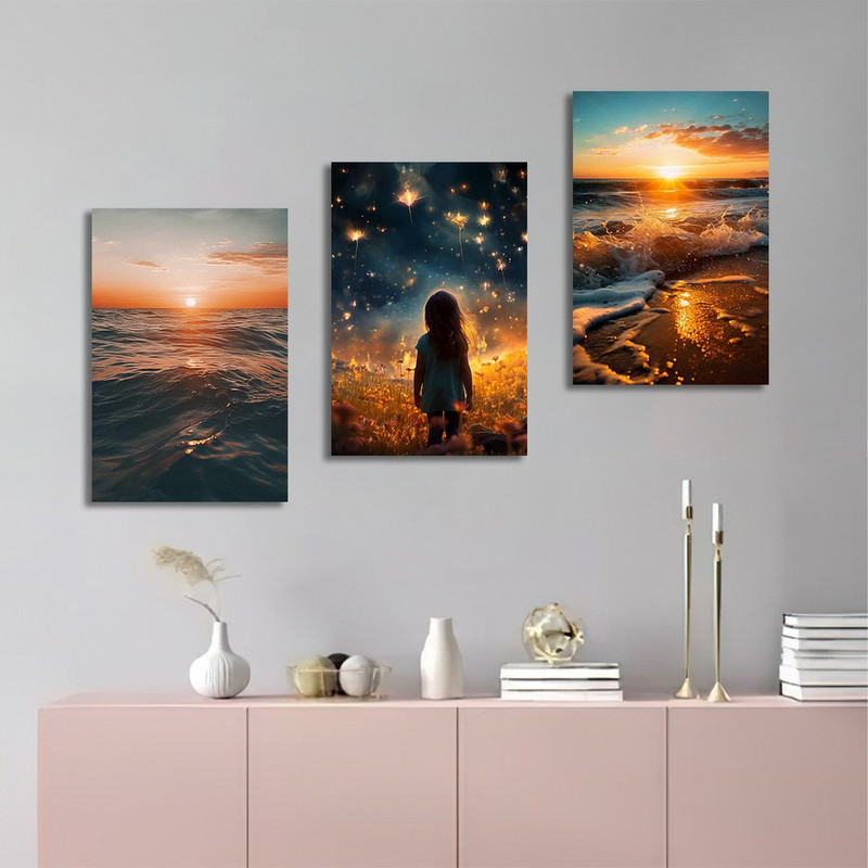 تابلو شاسی بکلیت طرح آسمان شب مدل SH-1173  مجموعه 3 عددی