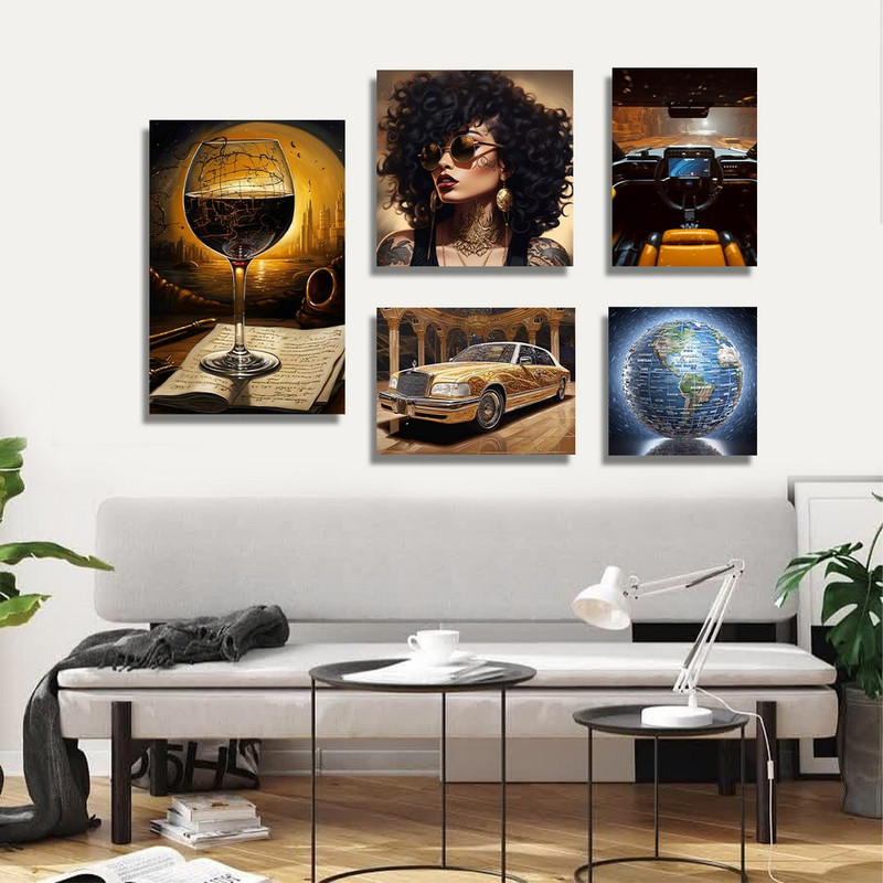 تابلو شاسی بکلیت طرح ماشین و کره مدل SH-1141  مجموعه 5 عددی