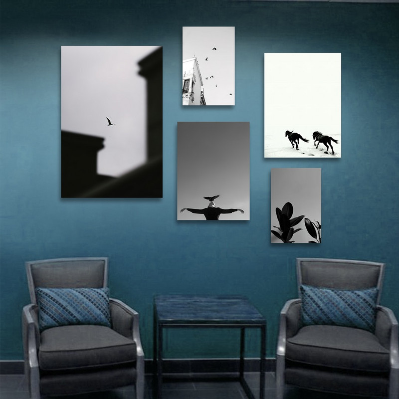 تابلو شاسی بکلیت طرح دکوراتیو اداری و طبیعت مدل SH-1125  مجموعه 5 عددی