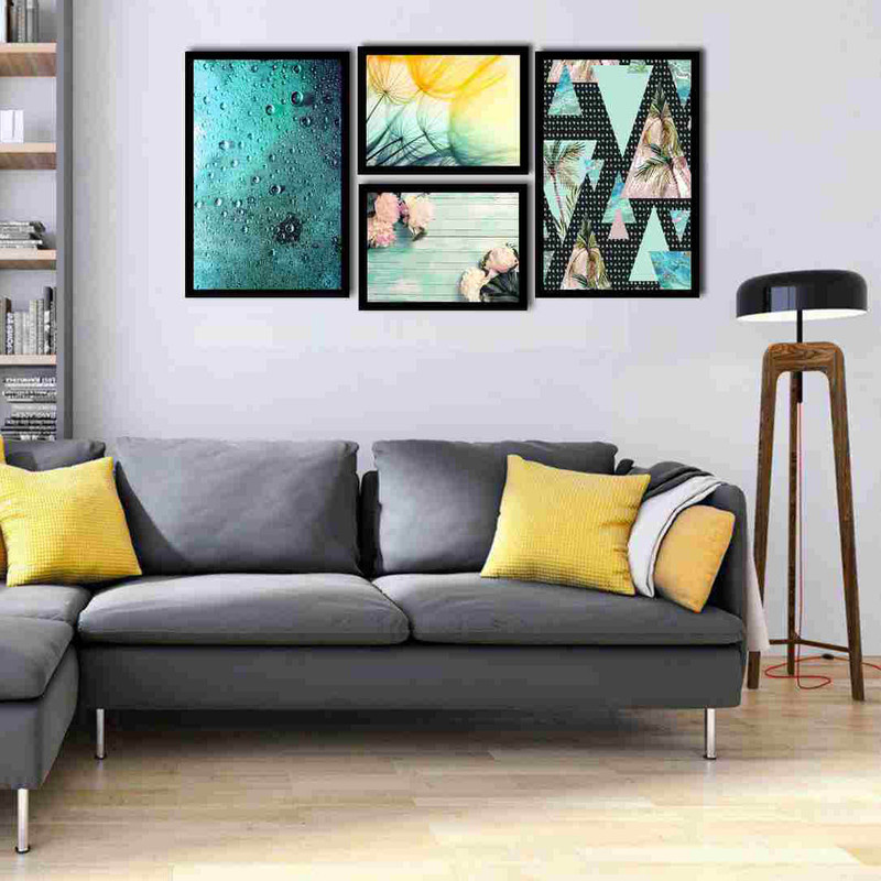 تابلو بکلیت طرح گل و قاصدک مدل دکوراتیو B-160 مجموعه 4 عددی