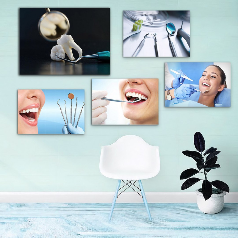 تابلو شاسی بکلیت طرح دندان پزشکی و لبخند مدل SH-934 مجموعه 5 عددی