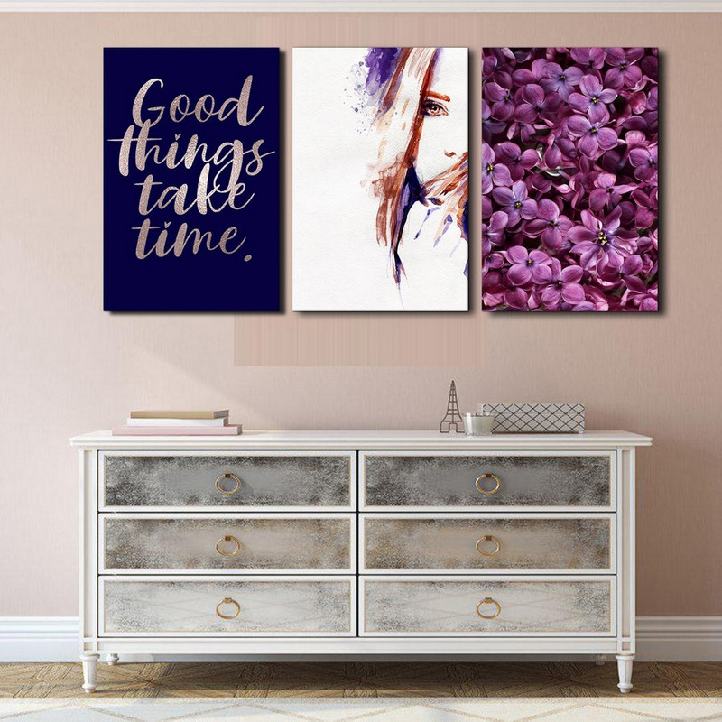 تابلو شاسی بکلیت طرح دکوراتیو گل و چهره مدل SH-235 مجموعه 3 عددی