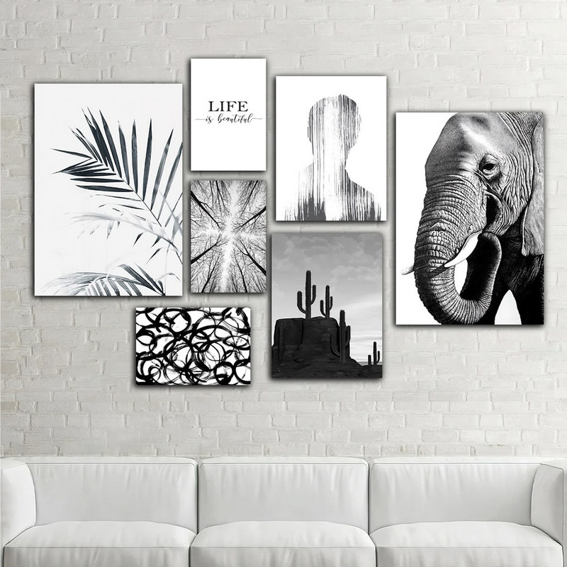 تابلو شاسی بکلیت طرح طبیعت و برگ و فیل مدل SH-746 مجموعه 7 عددی