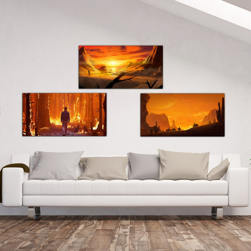 تابلو شاسی بکلیت طرح غروب خورشید مدل SH-557 مجموعه 3 عددی