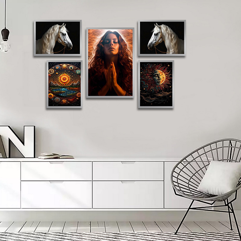 تابلو بکلیت طرح گرافیکی مدرن مدل SI-1642 مجموعه 5 عددی