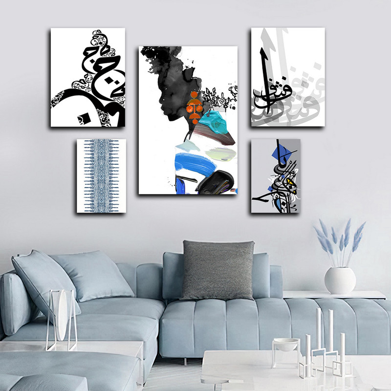 تابلو شاسی بکلیت طرح نقاشی و هنر مدرن مدل SH-1697 مجموعه 5 عددی