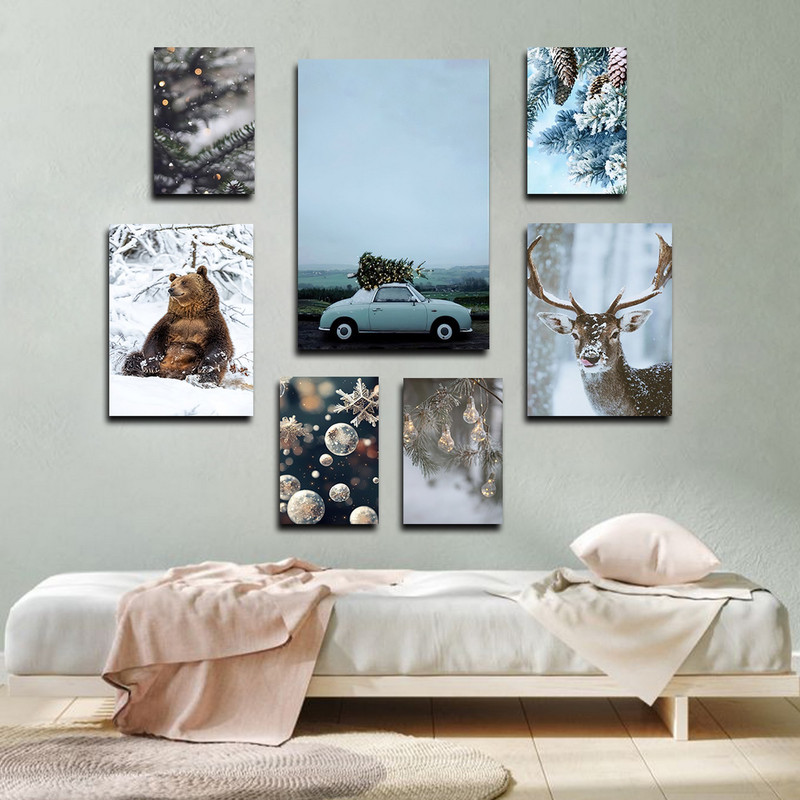 تابلو شاسی بکلیت طرح مدرن حیات وحش و طبیعت زمستان مدل SH-1658 مجموعه 7 عددی