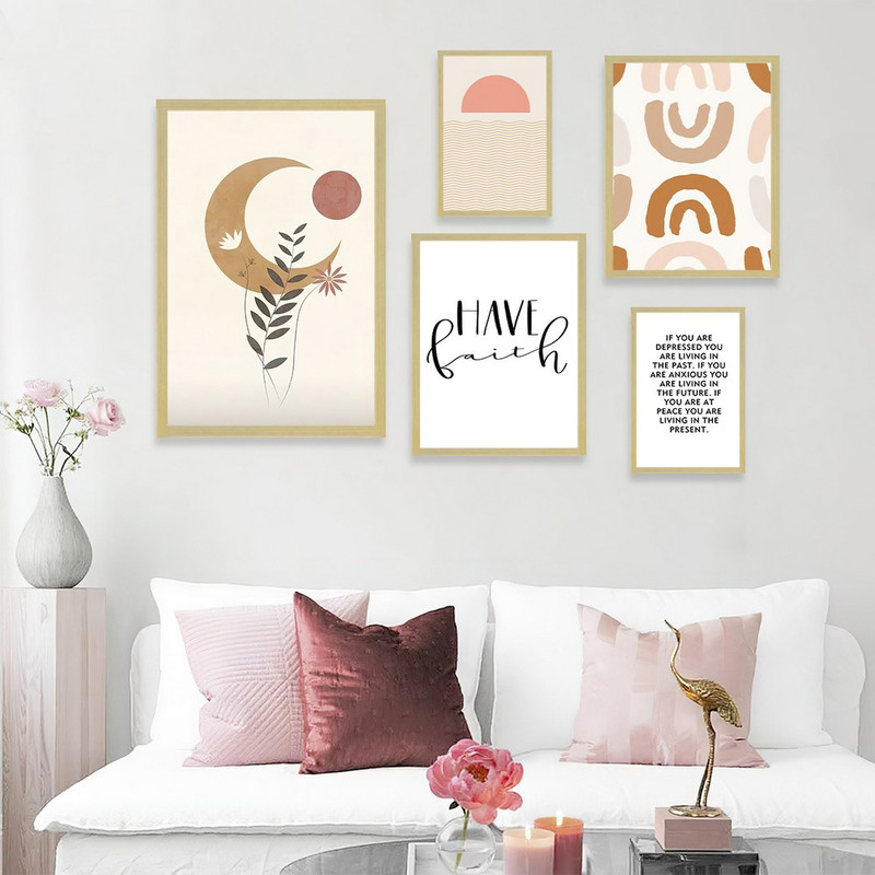 تابلو بکلیت مدل طرح مینیمال جمله انگیزشی و ماه BE-1103 مجموعه 5 عددی