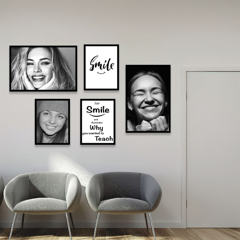 تابلو بکلیت مدل طرح مطب دندانپزشکی و لبخند B-1086 مجموعه 5 عددی