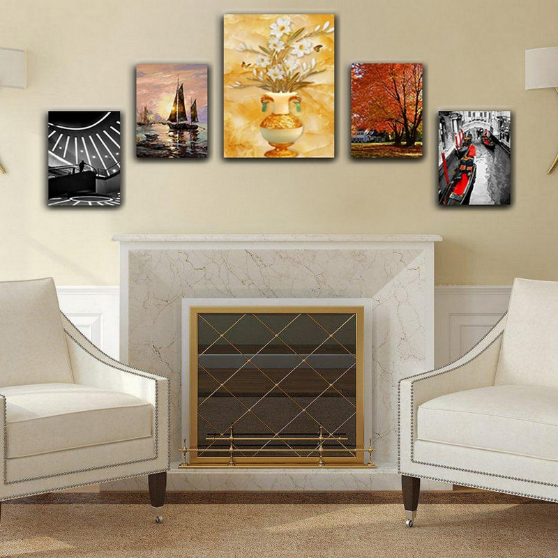 تابلو شاسی بکلیت طرح گل و گلدان مدل SH-130 مجموعه 5 عددی