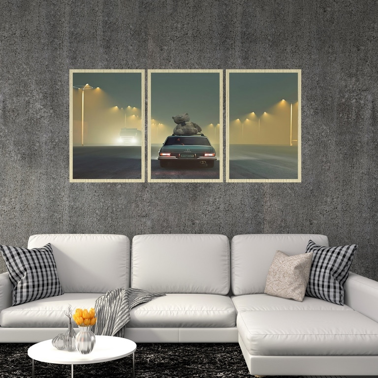 تابلو بکلیت طرح ماشین بنز و خرسی مدل S4888 مجموعه 3 عددی