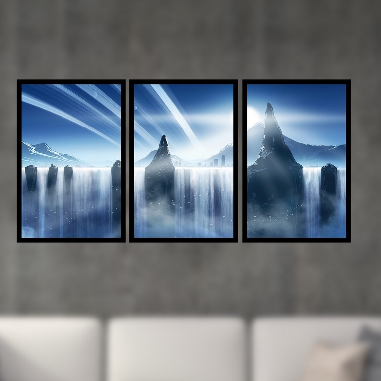 تابلو بکلیت طرح نقاشی طلوع خورشید مدل B-S4959 مجموعه 3 عددی