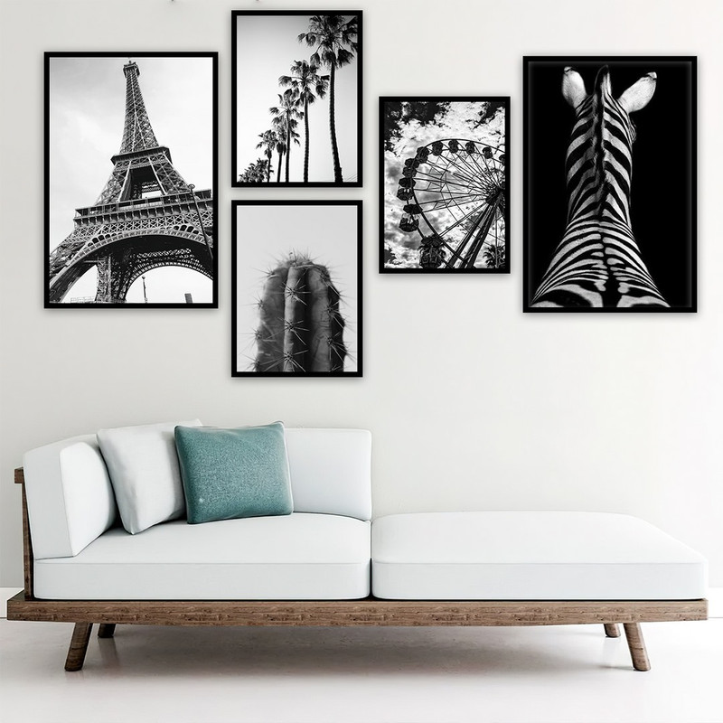تابلو بکلیت طرح دکوراتیو زبرا و برج ایفل مدل B-748 مجموعه 5 عددی