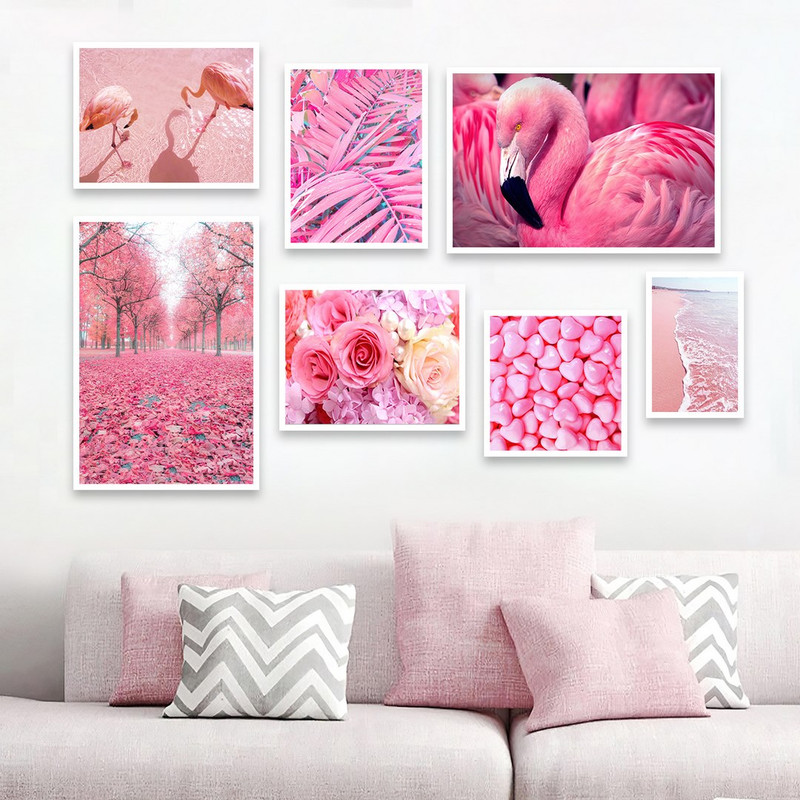 تابلو بکلیت طرح ترکیبی طبیعت و فلامینگو مدل W-776 مجموعه 7 عددی