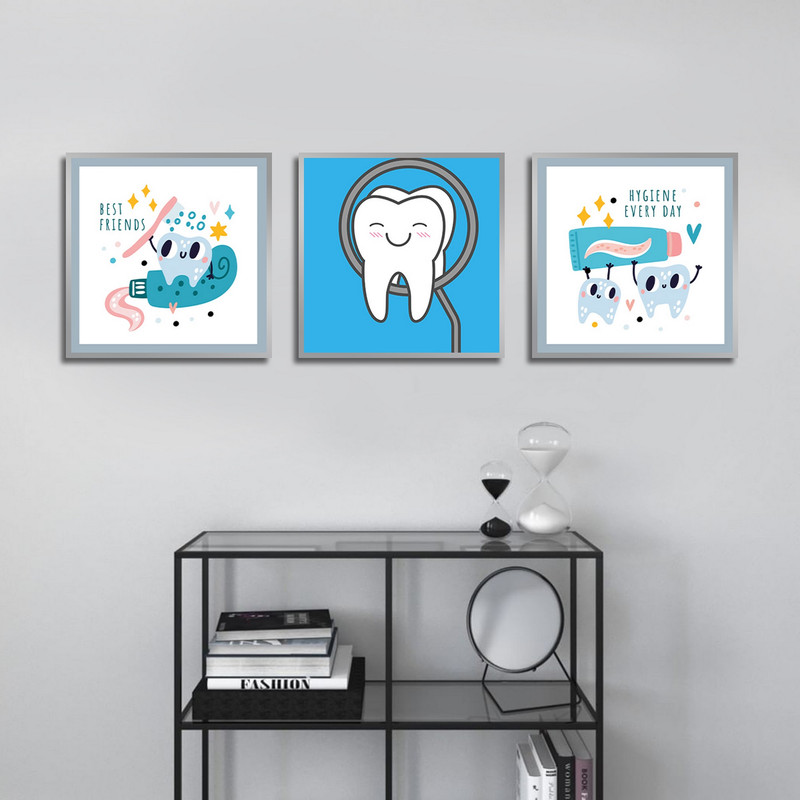 تابلو بکلیت طرح مدرن بهداشت دندان و دندانپزشکی مدل SI-1829 مجموعه 3 عددی
