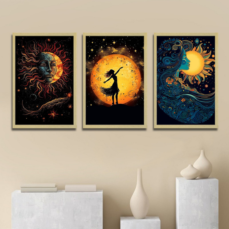 تابلو بکلیت طرح مدرن خورشید و غروب مدل BE-1767 مجموعه 3 عددی