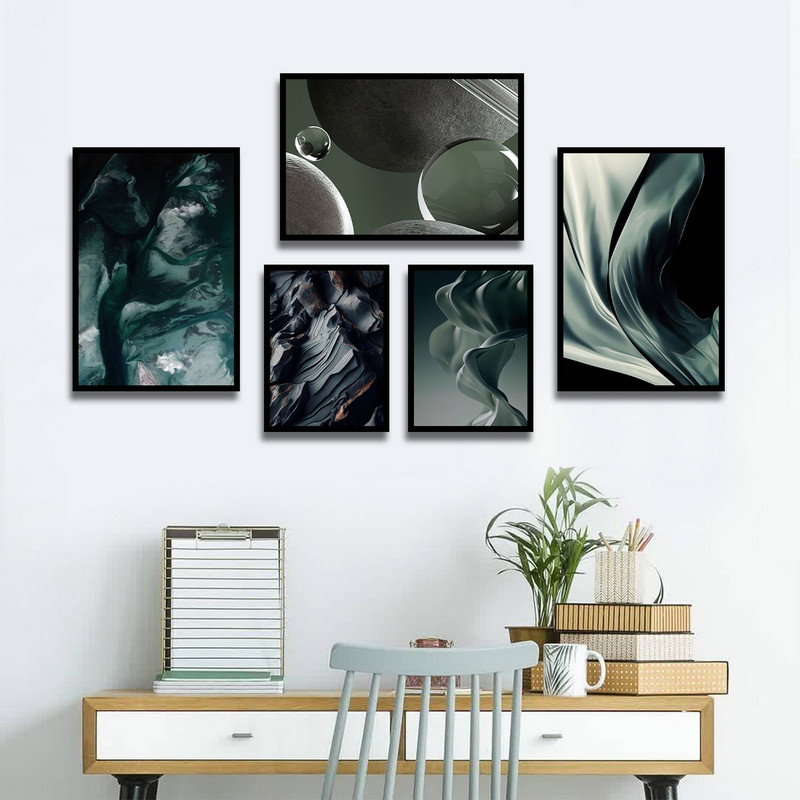 تابلو بکلیت طرح نقاشی مدرن سبک آبستره مدل B-1743 مجموعه 5 عددی