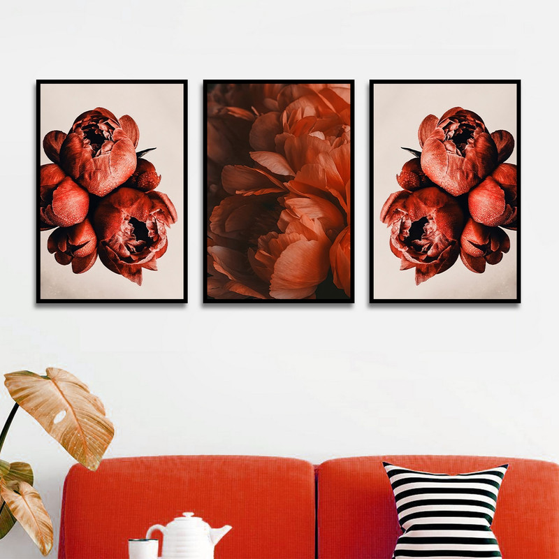 تابلو بکلیت طرح مدرن طبیعت و گل مدل B-1725 مجموعه 3 عددی