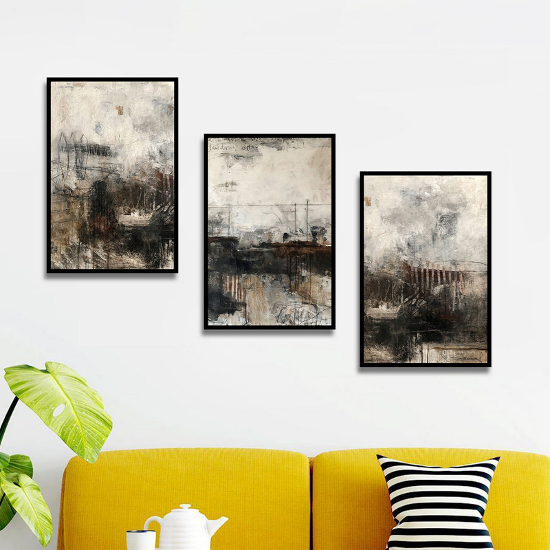 تابلو بکلیت طرح نقاشی مدرن آبستره مدل B-1712 مجموعه 3 عددی