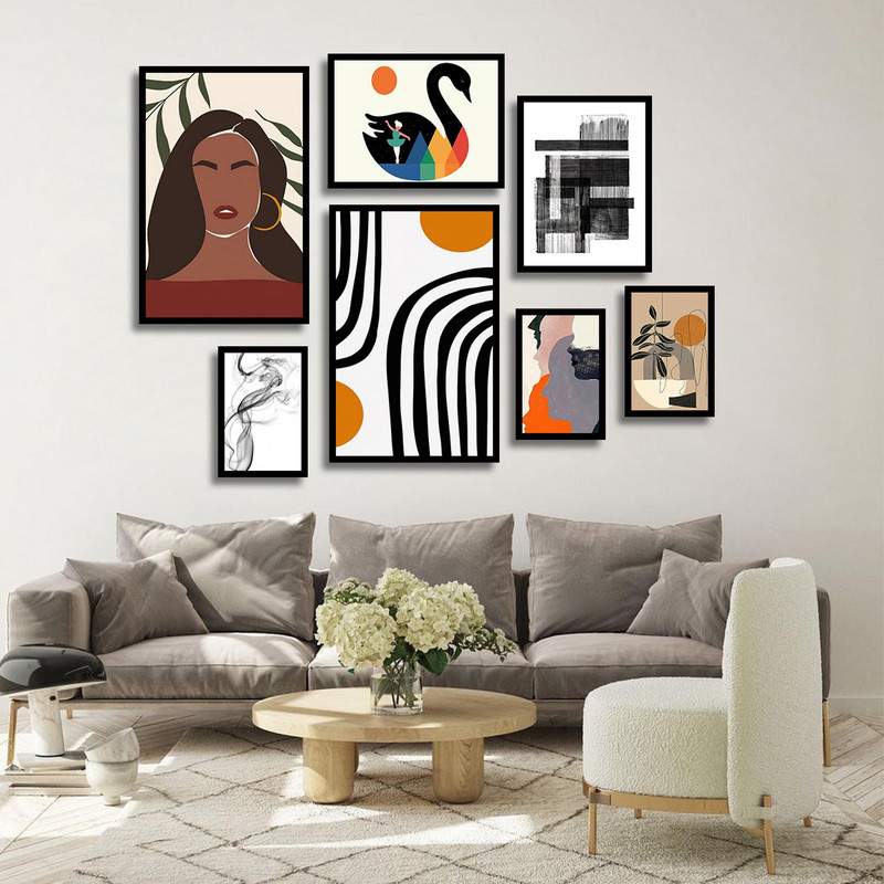 تابلو بکلیت طرح نقاشی مدرن مینیمال مدل B-1709 مجموعه 7 عددی