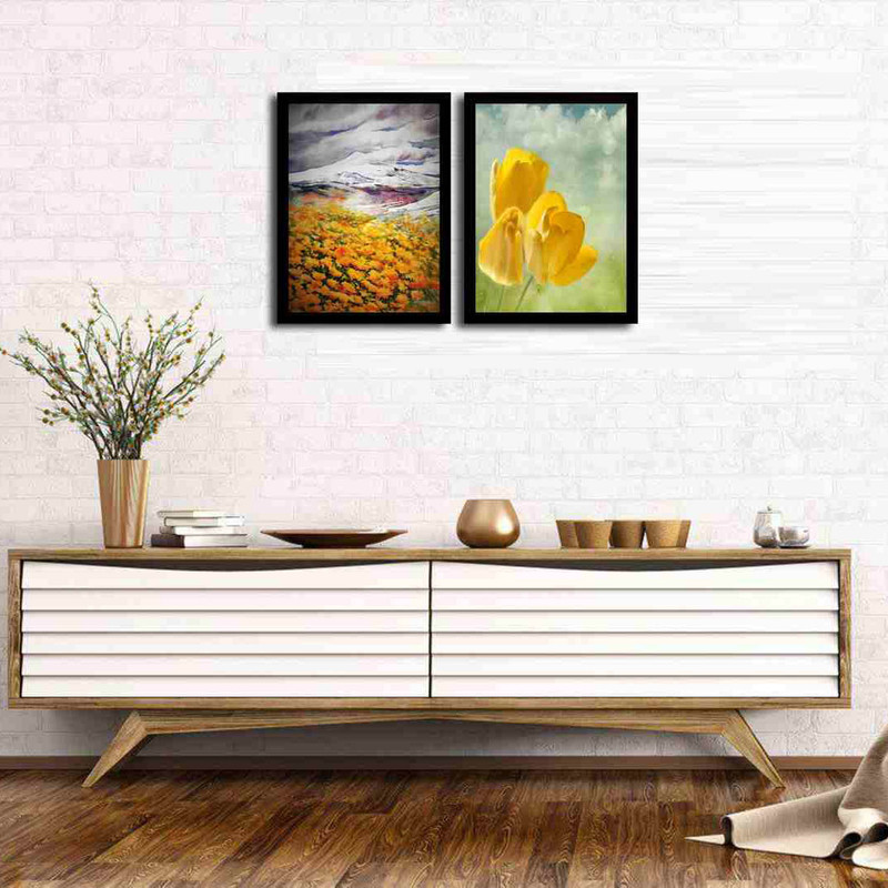 تابلو بکلیت طرح گل مدل دکوراتیو B-219 مجموعه 2 عددی