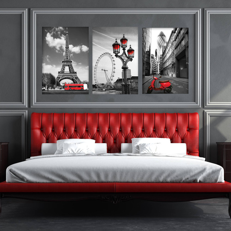 تابلو شاسی بکلیت طرح مدرن منظره شهر و برج ایفل مدل SH-1900 مجموعه 3 عددی