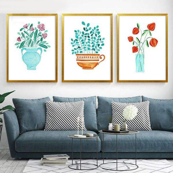 تابلو بکلیت طرح نقاشی گل گلدان مدل دکوراتیو T-309 بسته 3 عددی