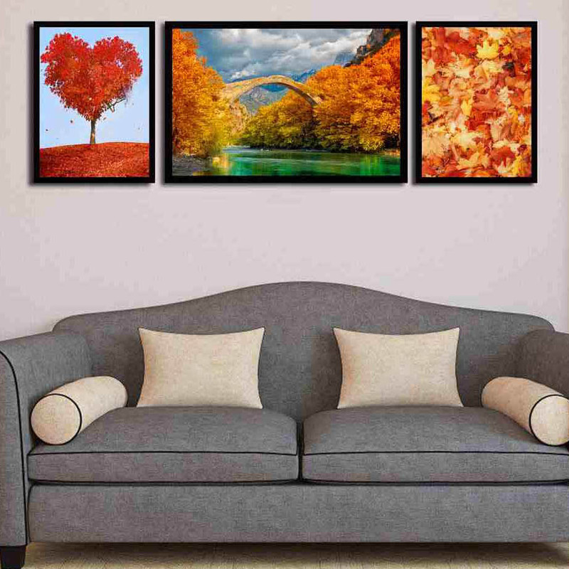 تابلو بکلیت طرح طبیعت پاییزی B-249 مجموعه 3 عددی