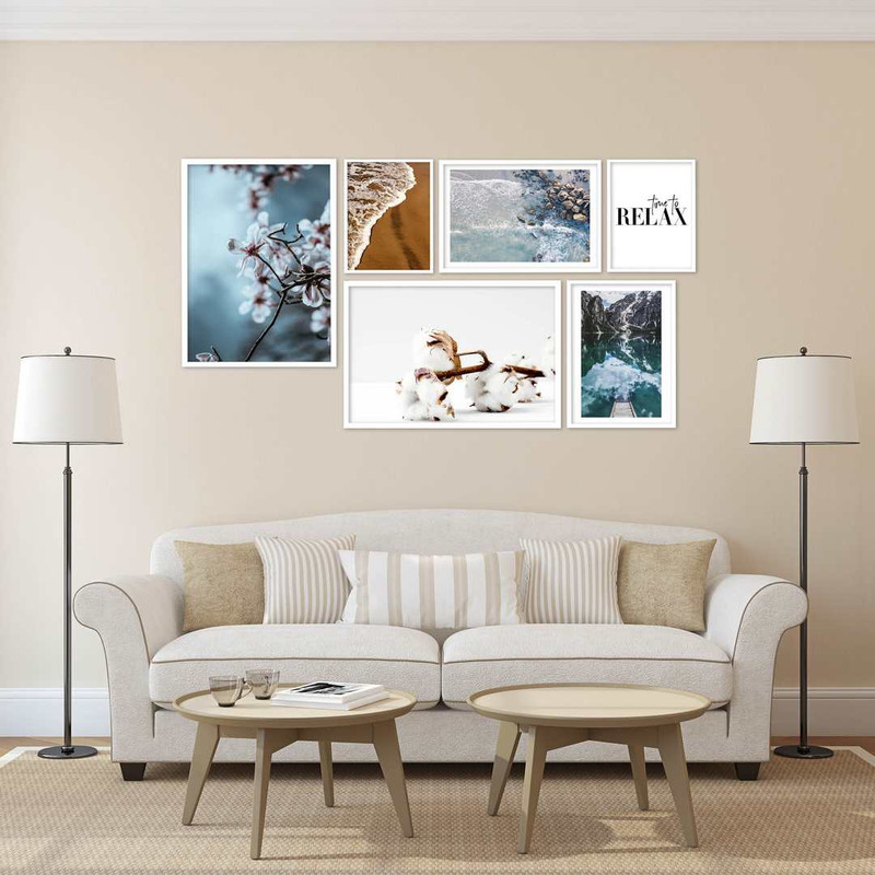 تابلو بکلیت طرح آرامش و طبیعت مدل دکوراتیو W-405 مجموعه 6 عددی