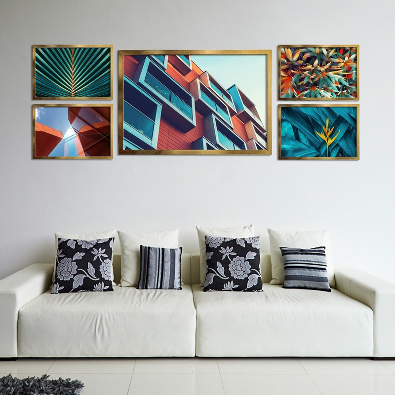 تابلو بکلیت طرح شهر مدرن مدل دکوراتیو T-401  مجموعه 5 عددی