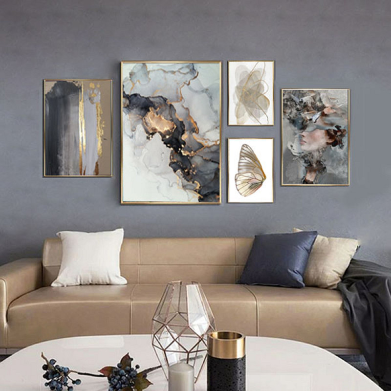 تابلو بکلیت طرح نقاشی مدرن مدل دکوراتیو T-296  مجموعه 5 عددی