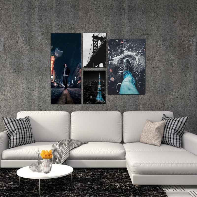 تابلو شاسی بکلیت طرح منظره برج و مدرن مدل SH-449 مجموعه 4 عددی