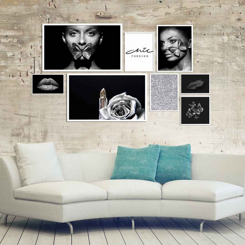 تابلو بکلیت طرح لبخند مدل دکوراتیو W-389 مجموعه 8 عددی