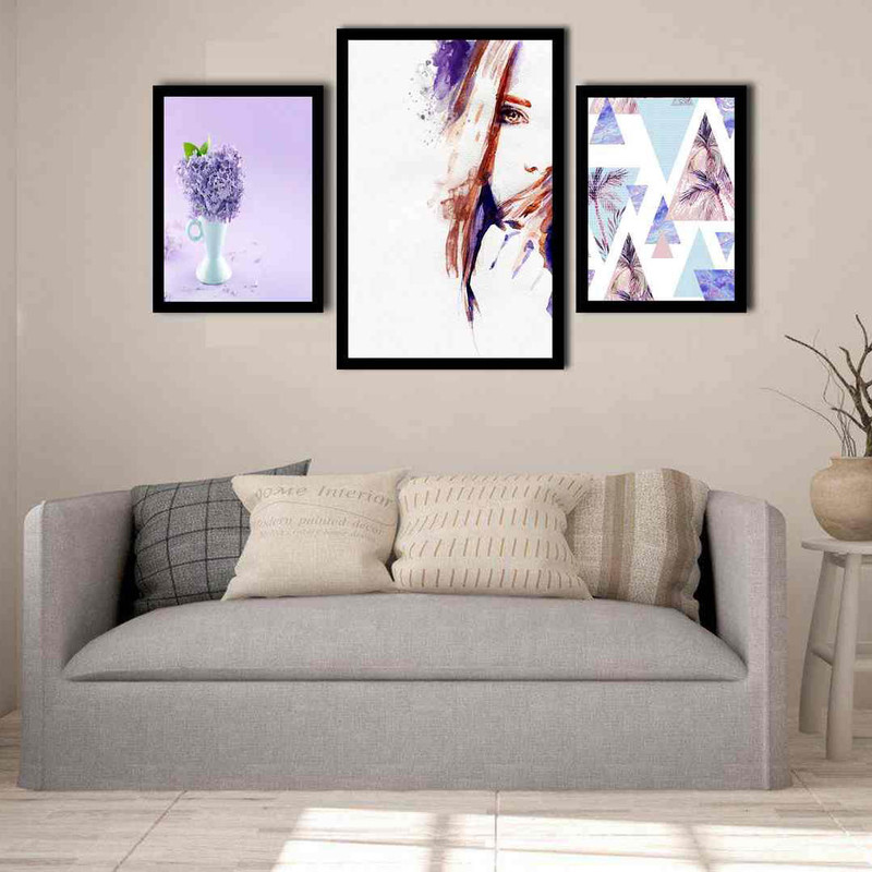 تابلو بکلیت طرح نقاشی و گل مدل دکوراتیو کد B-200 مجموعه 3 عددی