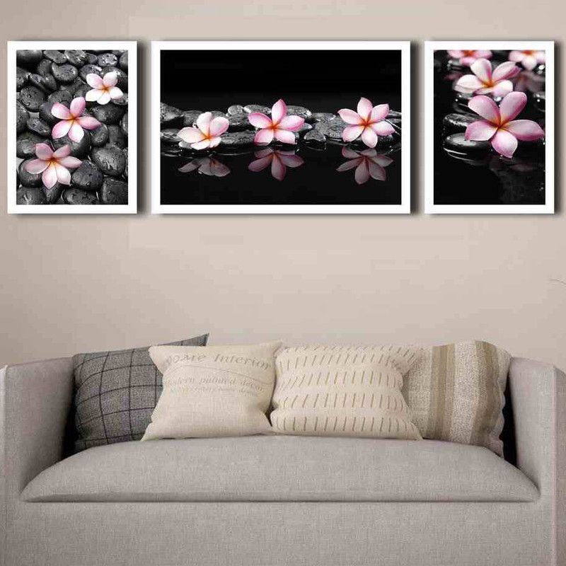 تابلو بکلیت طرح گل سنگ ماساژ مدل دکوراتیو کد W-193 مجموعه 3 عددی