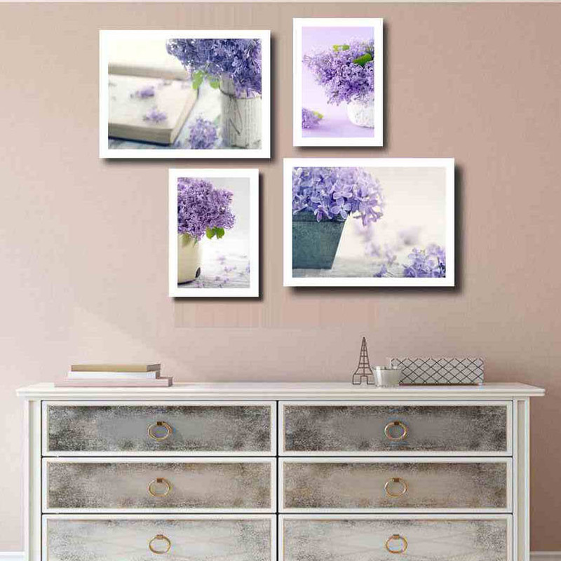 تابلو بکلیت طرح گل و گلدان مدل W-187 مجموعه 4 عددی